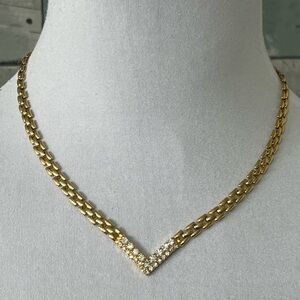 Simulated Diamonds Gold Toned Necklace